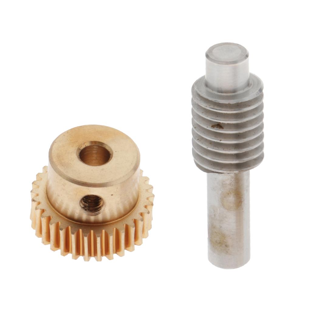 0.5 Modulus Brass Worm Gear Wheel + Gear Shaft Set 20 Tooth