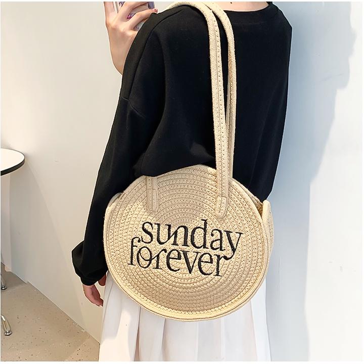 Túi xách nữ đeo chéo tote Sunday Forever bằng cói hot trend 2023 - TX14