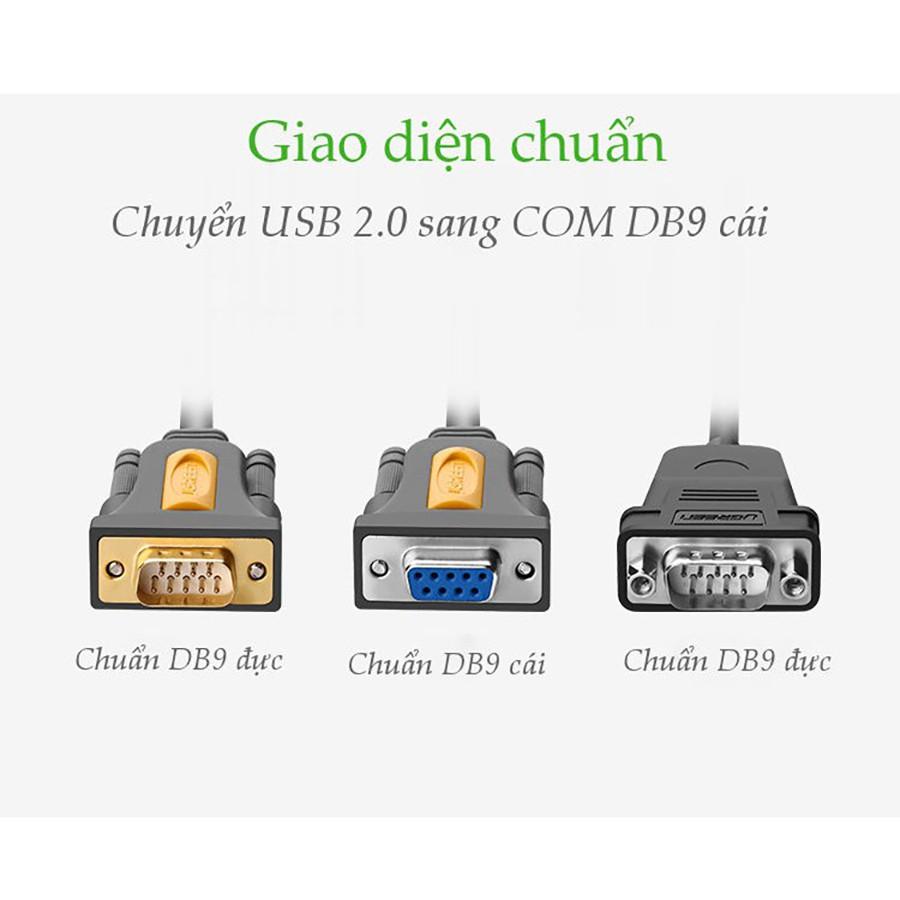 Cáp chuyển đổi USB sang Com RS232 âm UGREEN 20201 dài 1,5m chính hãng - Hàng Chính Hãng