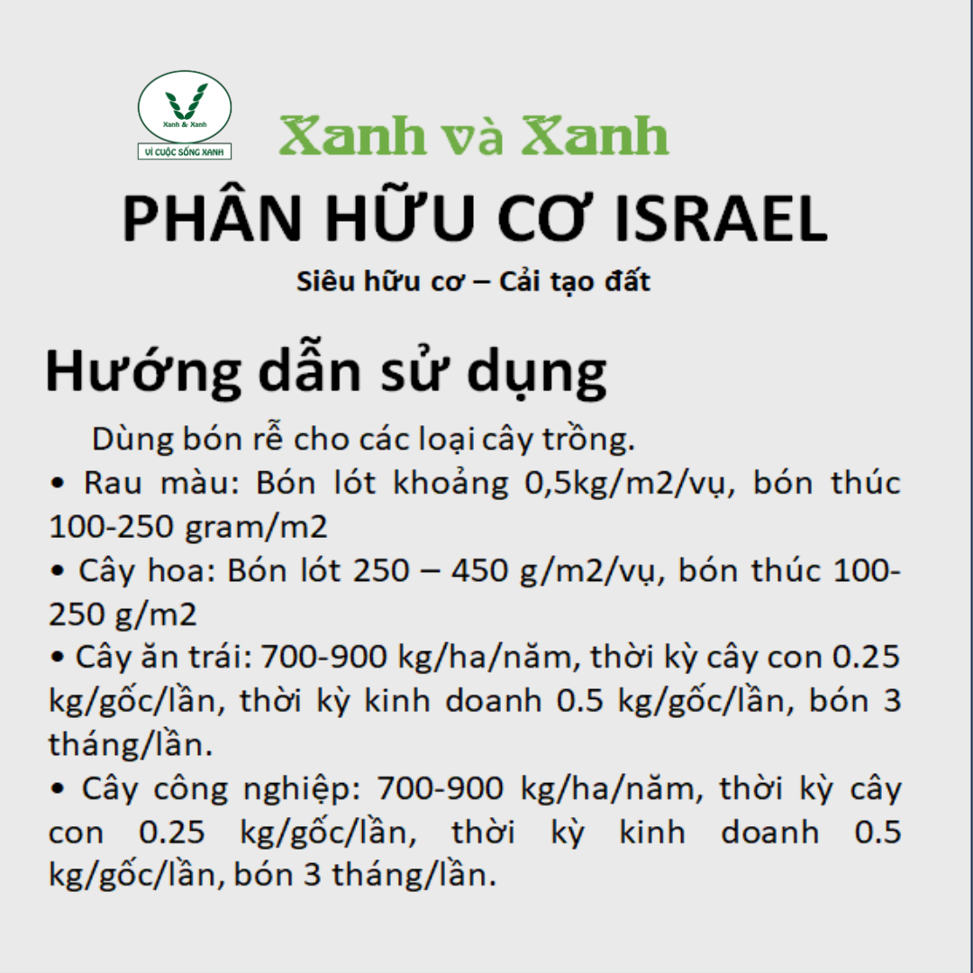 Phân bón hữu cơ Israel - Nhập khẩu 100% - Hữu cơ 70% - Cải tạo mọi loại đất - Phù hợp mọi loại cây trồng