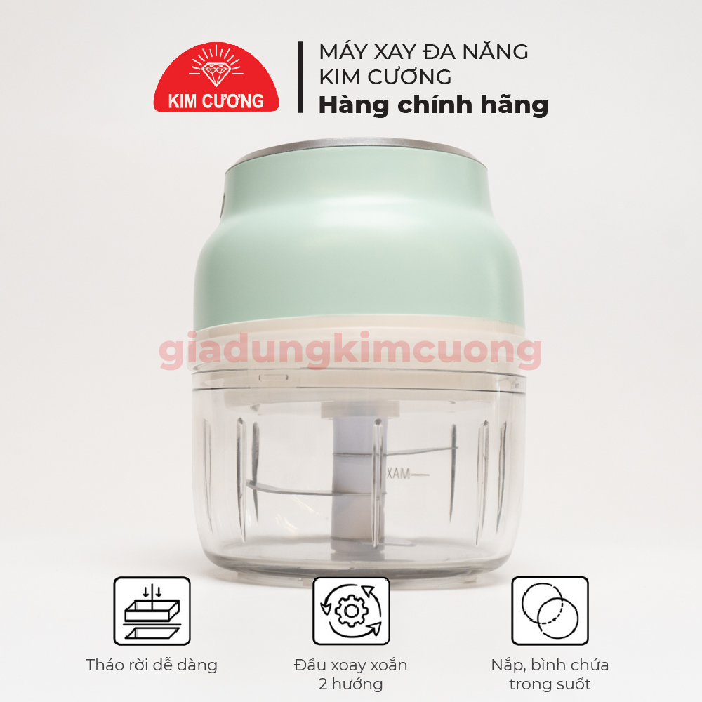 Máy Xay Mini Cầm Tay Kim Cương - Máy Xay Tỏi Ớt Đa Năng Sạc Điện - Hàng Chính Hãng