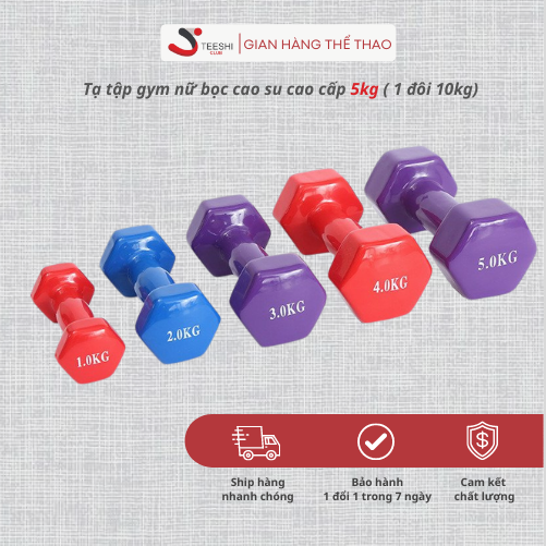 Tạ tay nữ bọc cao su 5kg cao cấp nhập khẩu tập Gym,dumbbell, tạ mini - (5kg x 2 chiếc)giao màu ngẫu nhiên