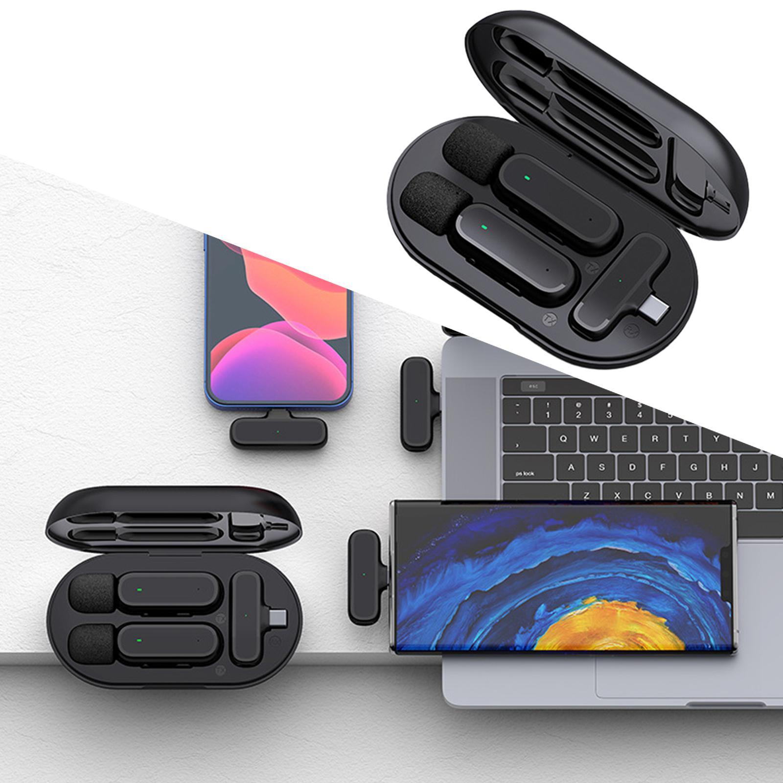 Professional Wireless Lavalier Mic DSP Noise Reduction for Vlog Interview Tiktok