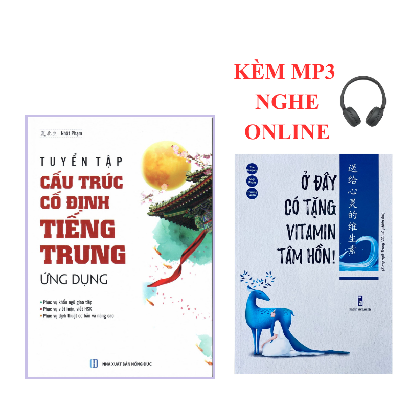 Sách - Combo Tuyển tập Cấu trúc cố định tiếng Trung ứng dụng  Ở đây có tặng vitamin tâm hồn