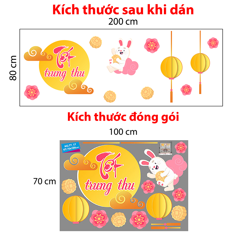 Decal trang trí trung thu 2021 mừng Tét Trung Thu