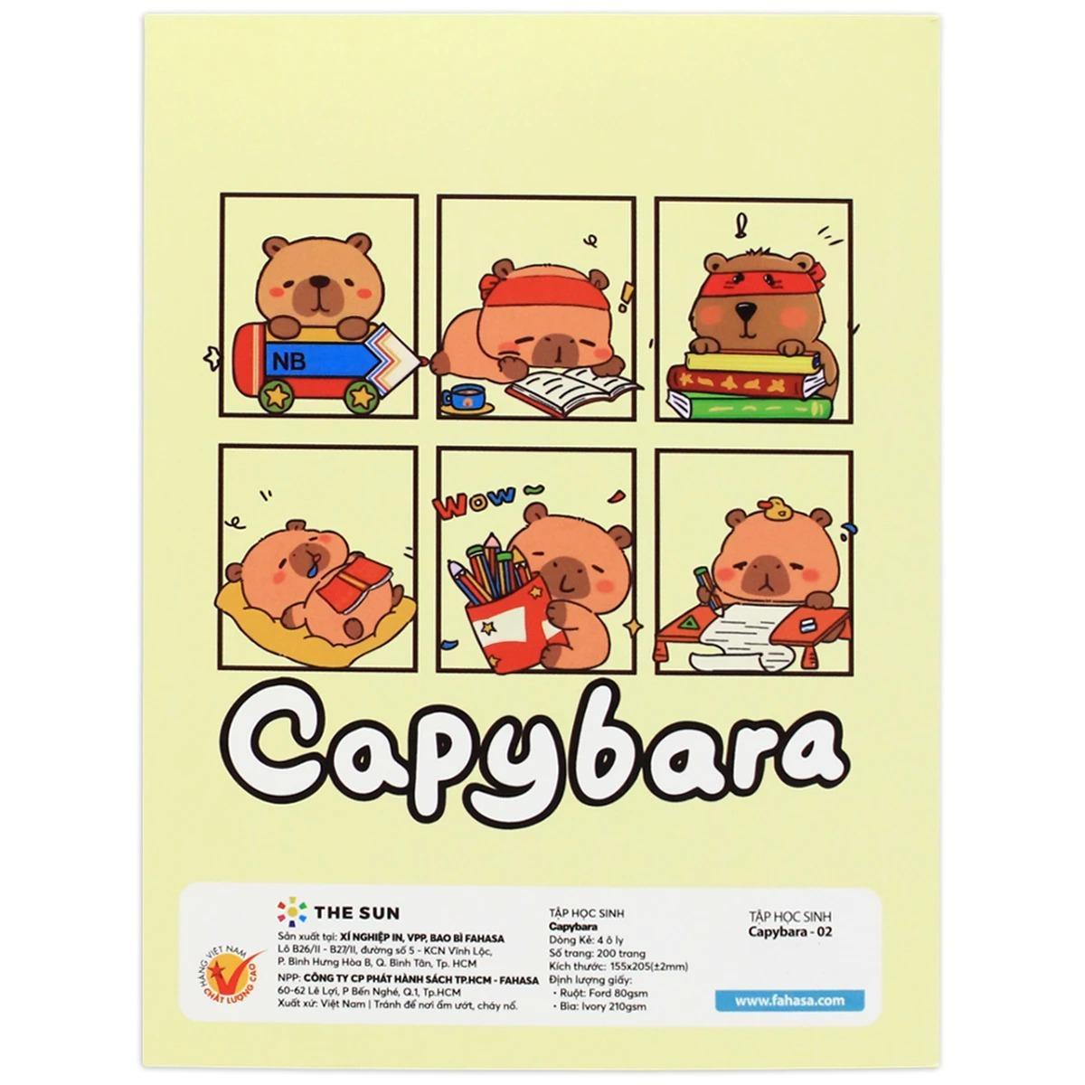 [MUA 5 TẶNG 1] Tập Học Sinh Capybara - 4 Ô Ly - 200 Trang 80gsm - The Sun - Mẫu 4