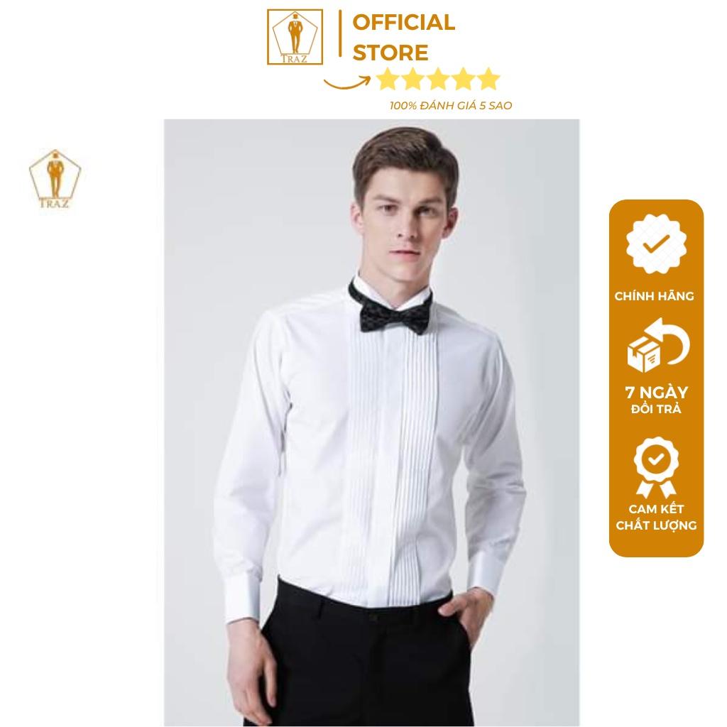 Áo Sơ Mi Nam TRAZ Xếp Ly Và Măng Séc Nam, Cufflink Chất Vải Cotton