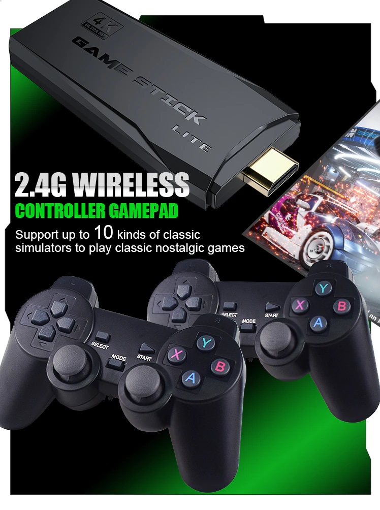 Bộ máy game stick 4K PS3000 tay cầm không dây - Máy chơi game điện tử HDMI hai người chơi kết nối TV 32G/64G Máy chơi game khác tay cầm joystick - Tặng file game đua xe thú