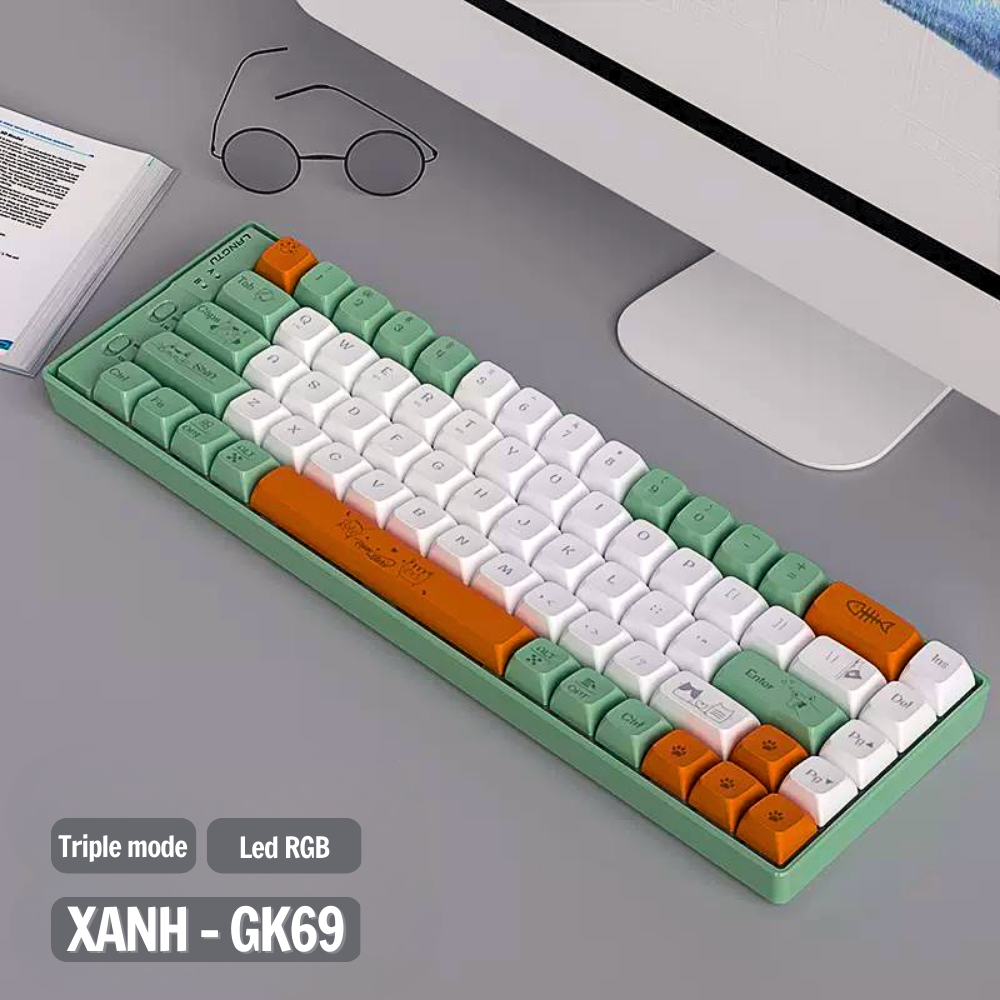 Bàn Phím Máy Tính Cơ Gaming Hotswap Langtu GK69 Triple Mode Không/Có Dây Hàng Chính Hãng