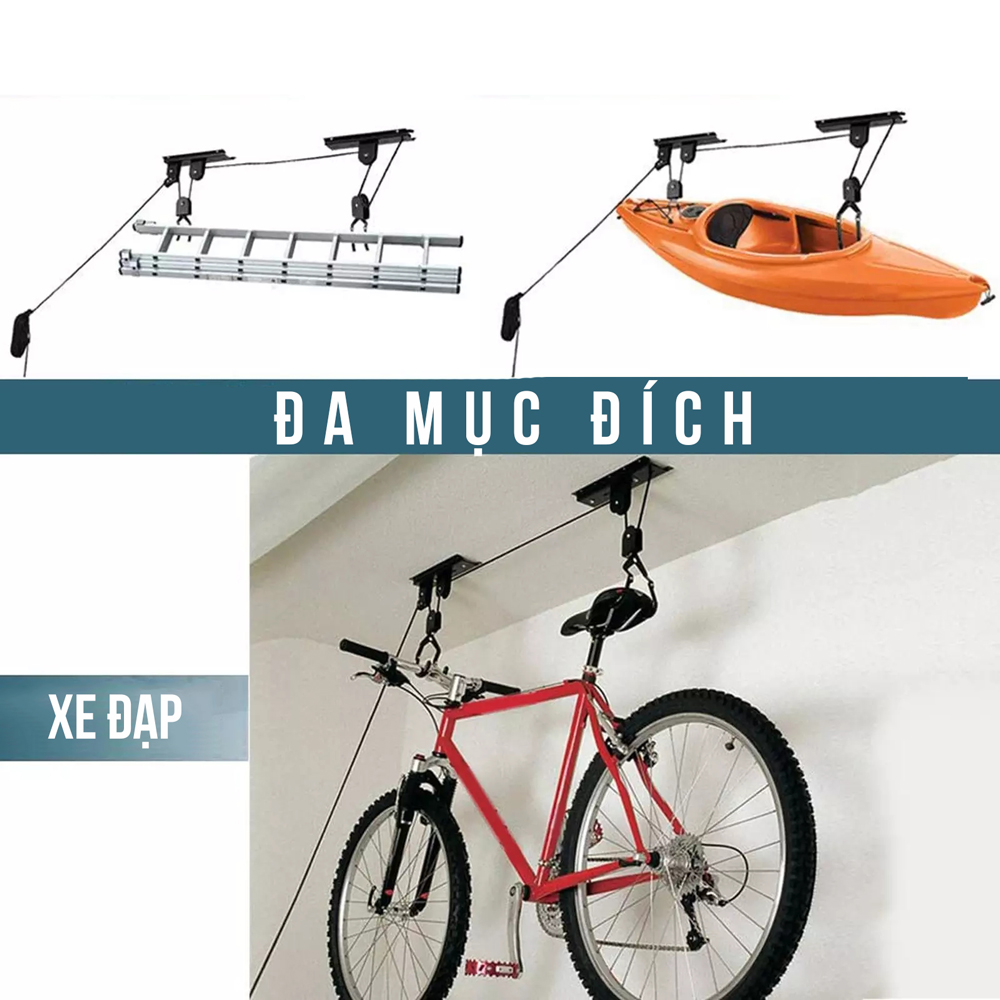 Bộ Móc Treo Xe Đạp Giúp Nâng Xe Đạp/ Vật Dụng Treo Lên Trần Nhà Gọn Gàng Với Móc Dây Ròng Rọc Polly Mai Lee