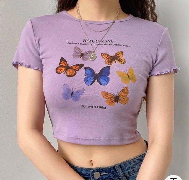 Áo croptop đàn bướm vintage
