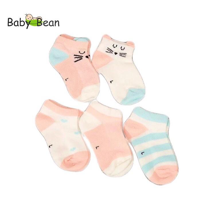 Set 5 Đôi Tất Thun Cotton cho bé từ 0 -2 tuổi BabyBean (Màu Ngẫu Nhiên)