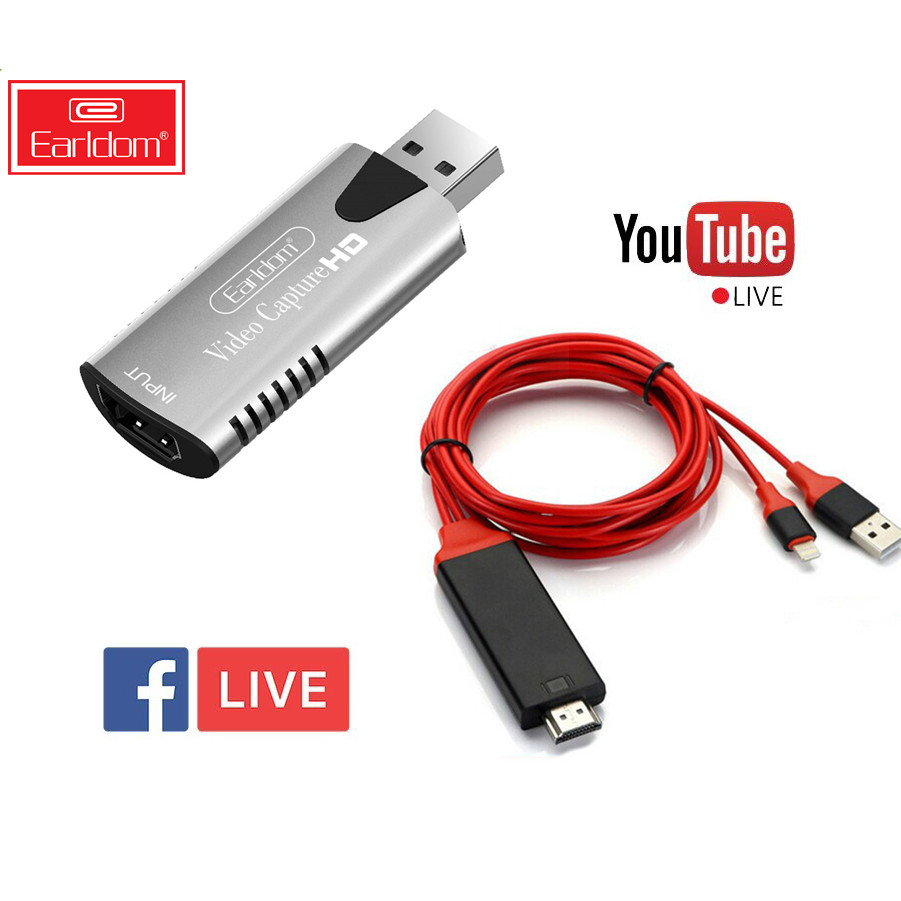 Bộ Thiết Bị Live Stream Dành Cho Điện Thoại USB Video Capture Card Earldom W17 - Hàng Chính Hãng