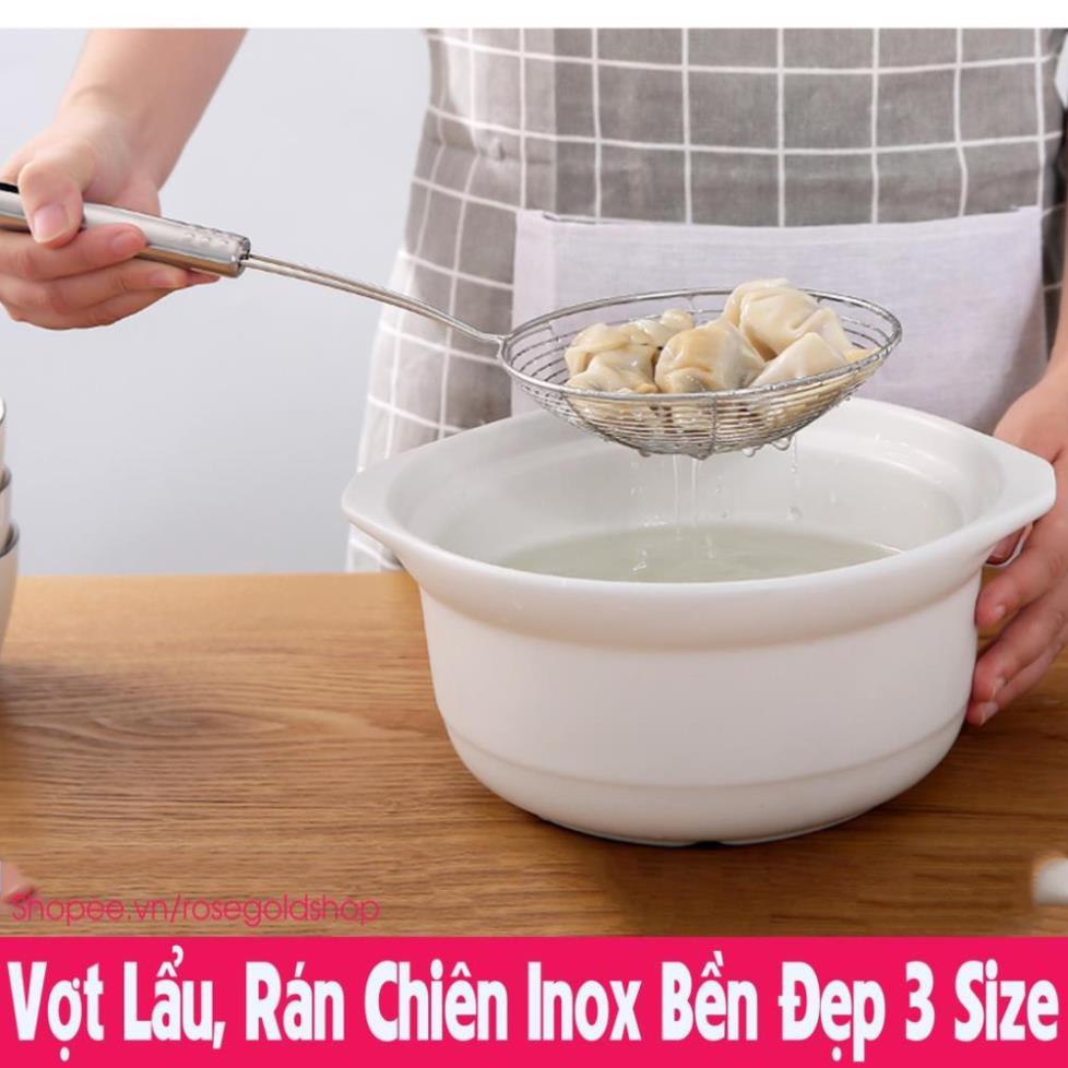 Vợt Lẩu, Rán Chiên, Chao Vòng Vớt Thức Ăn Bằng Inox Bền Đẹp 3 Size