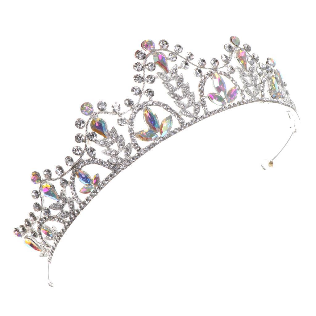 Silver Crystal Tiaras Princess Bridal Crown Hair Clasp For Wedding Party