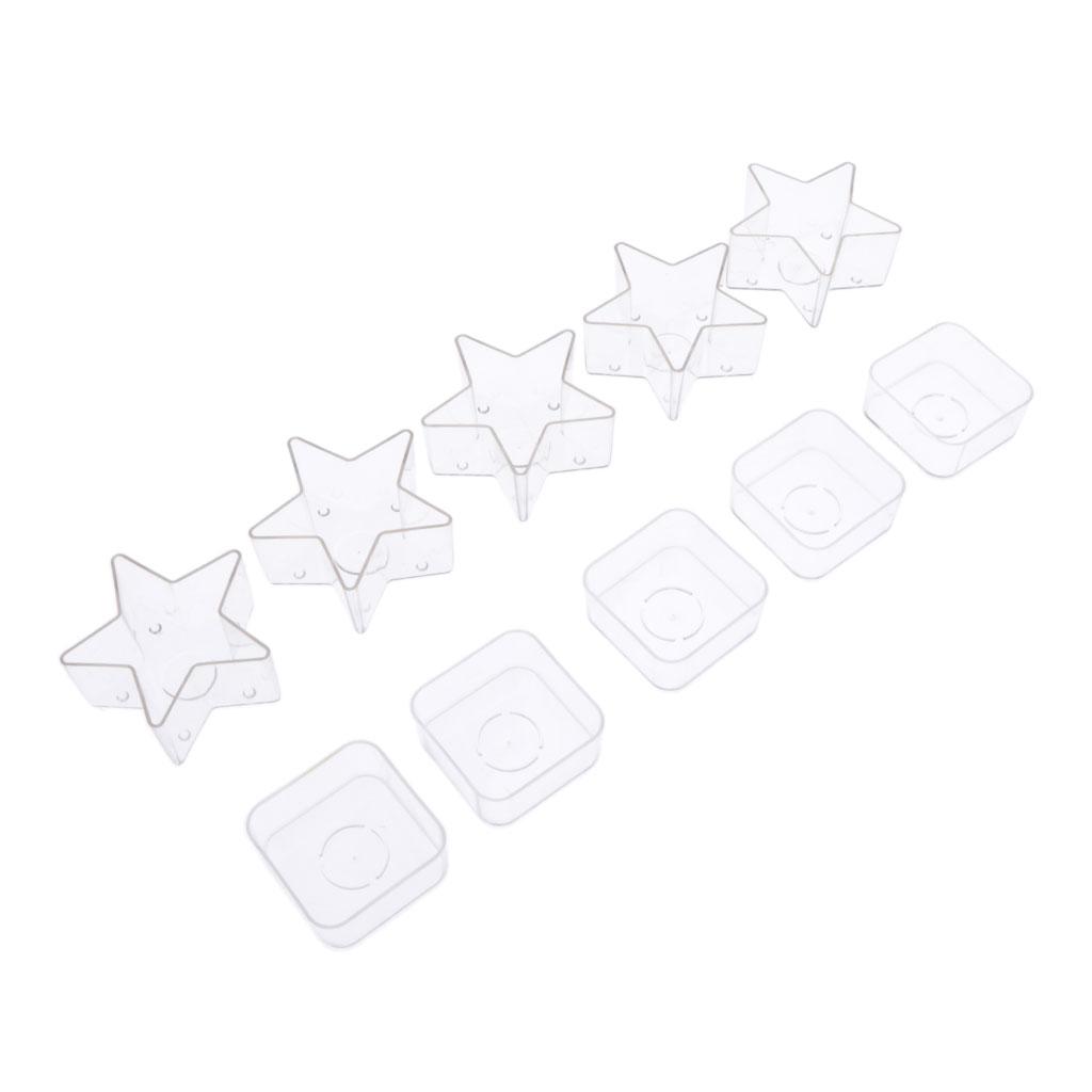 10 Chiếc Vuông Hình Ngôi Sao Nhựa Trong Nến Tealight Cốc Loại Nến Hộp Đựng