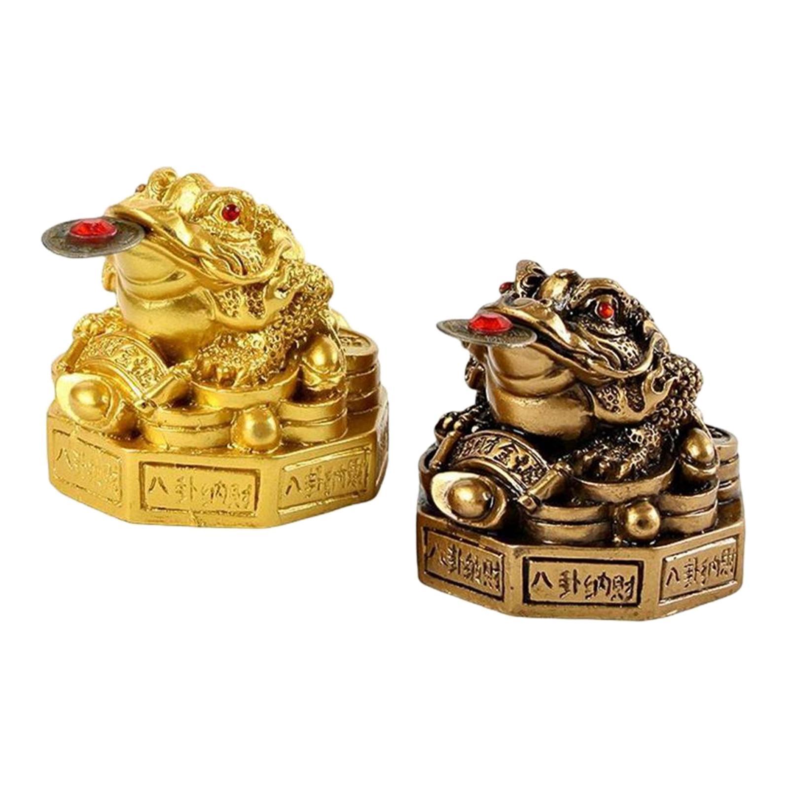 2Pcs Lucky Charm Wealth Frog Lucky Money Frogs for Tabletop Gifts Decor