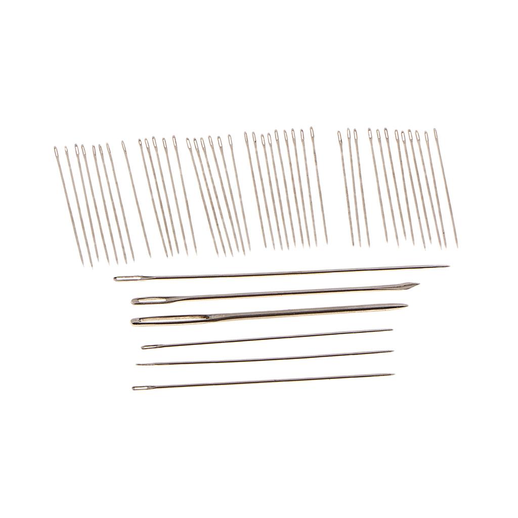 55pcs Steel Embroidery Needles Leather Needle Big Eye Needle for Sewing Tool