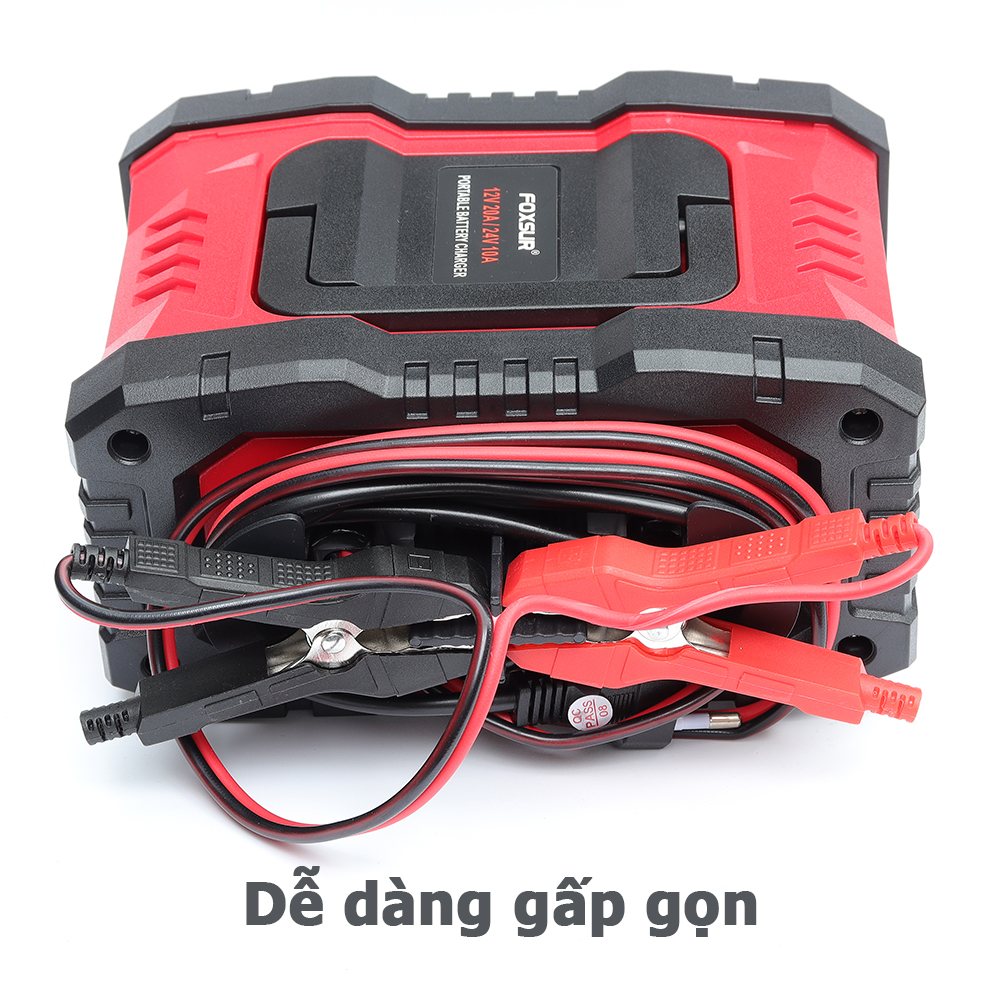 Sạc bình ắc quy 12V 24V 6Ah - 300Ah FOXSUR FPT-200 20A sạc bình ô tô xe máy xe tải pin sắt LiFePO4 tự ngắt