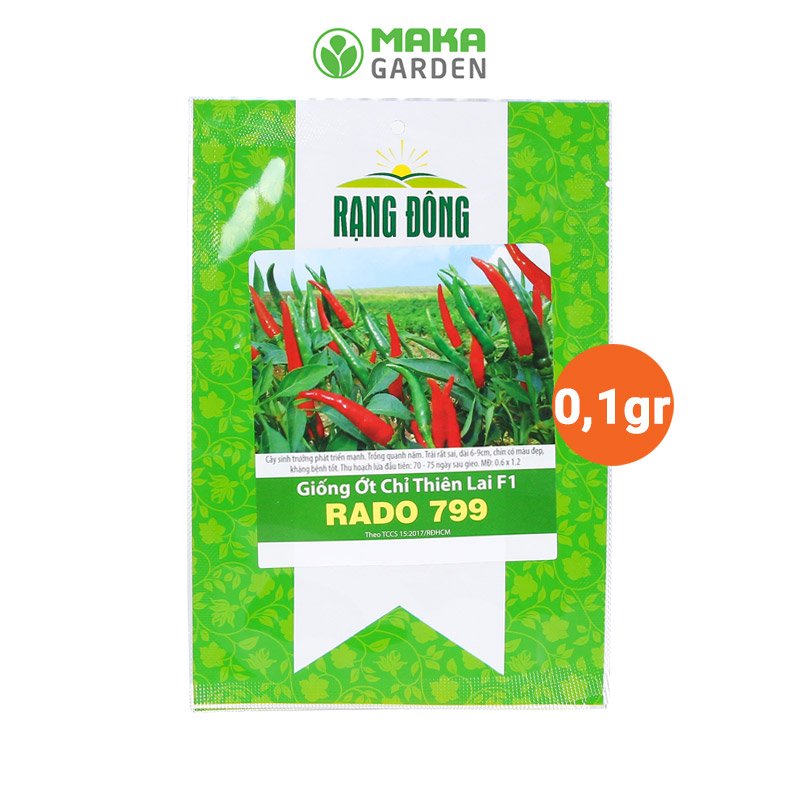 Hạt giống Ớt Chỉ Thiên Lai F1 Rado 799 - Gói 0,1Gr - Dễ Trồng, Kháng Sâu Bệnh Tốt