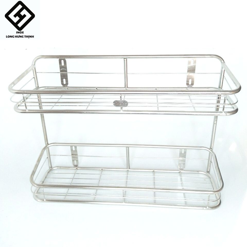 Kệ đựng gia vị phòng bếp INOX cao cấp sáng bóng, loại 2 tầng, kích thước 40x15x37, 50x15x37, dụng cụ nhà bếp tiện lợi, kệ đựng hũ gia vị, dầu ăn, nước tương, nước mắm.