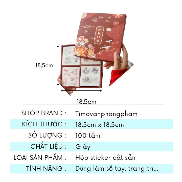 Sticker cổ trang vintage trang trí dán sổ tay laptop hộp 100 tấm ST39