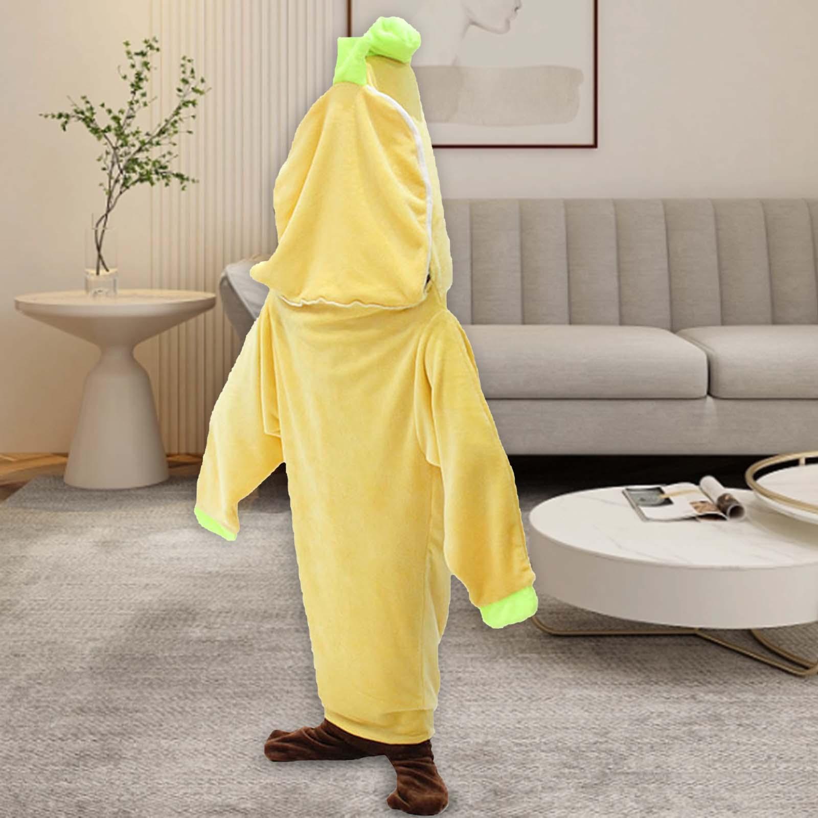 Wearable Banana Blanket Hooded Blanket Jumpsuit Halloween Fruit Sleeping Bag