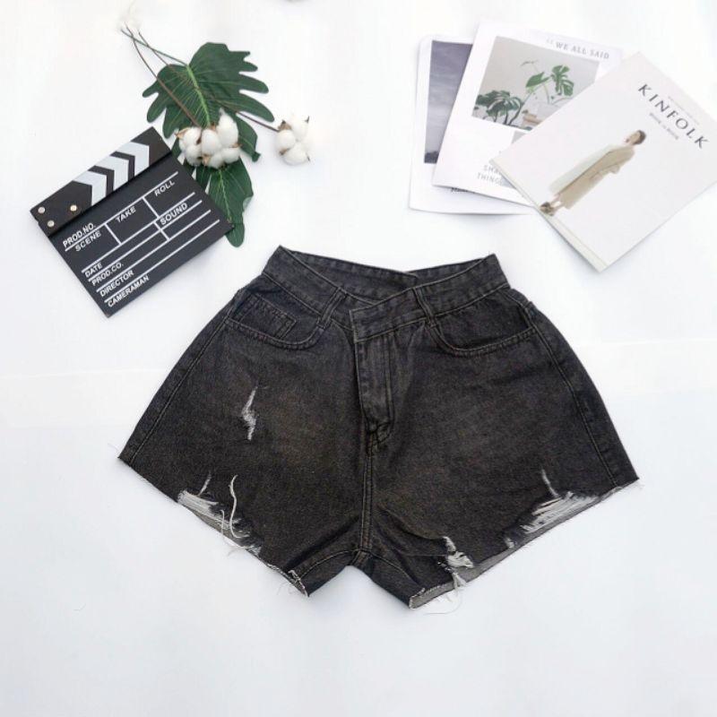 Quần Sort Jean Bigsize QC Đen Xám Rách Mã05