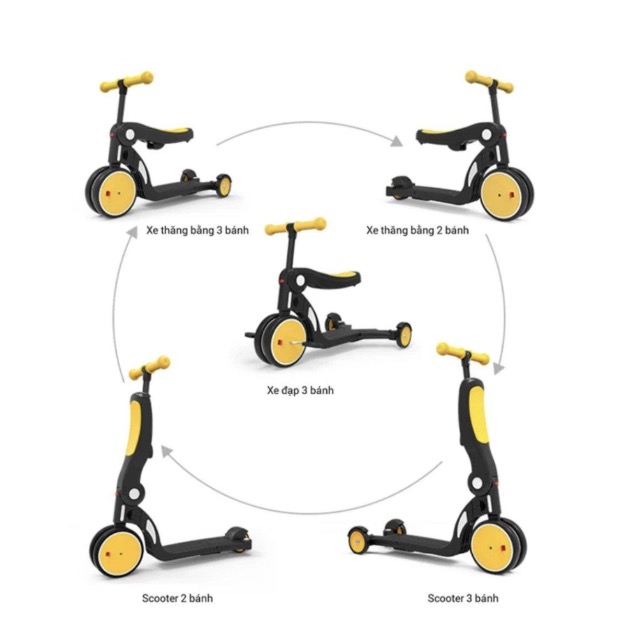 Xe scooter 5in1 đa năng Version 2020 kèm tay đẩy