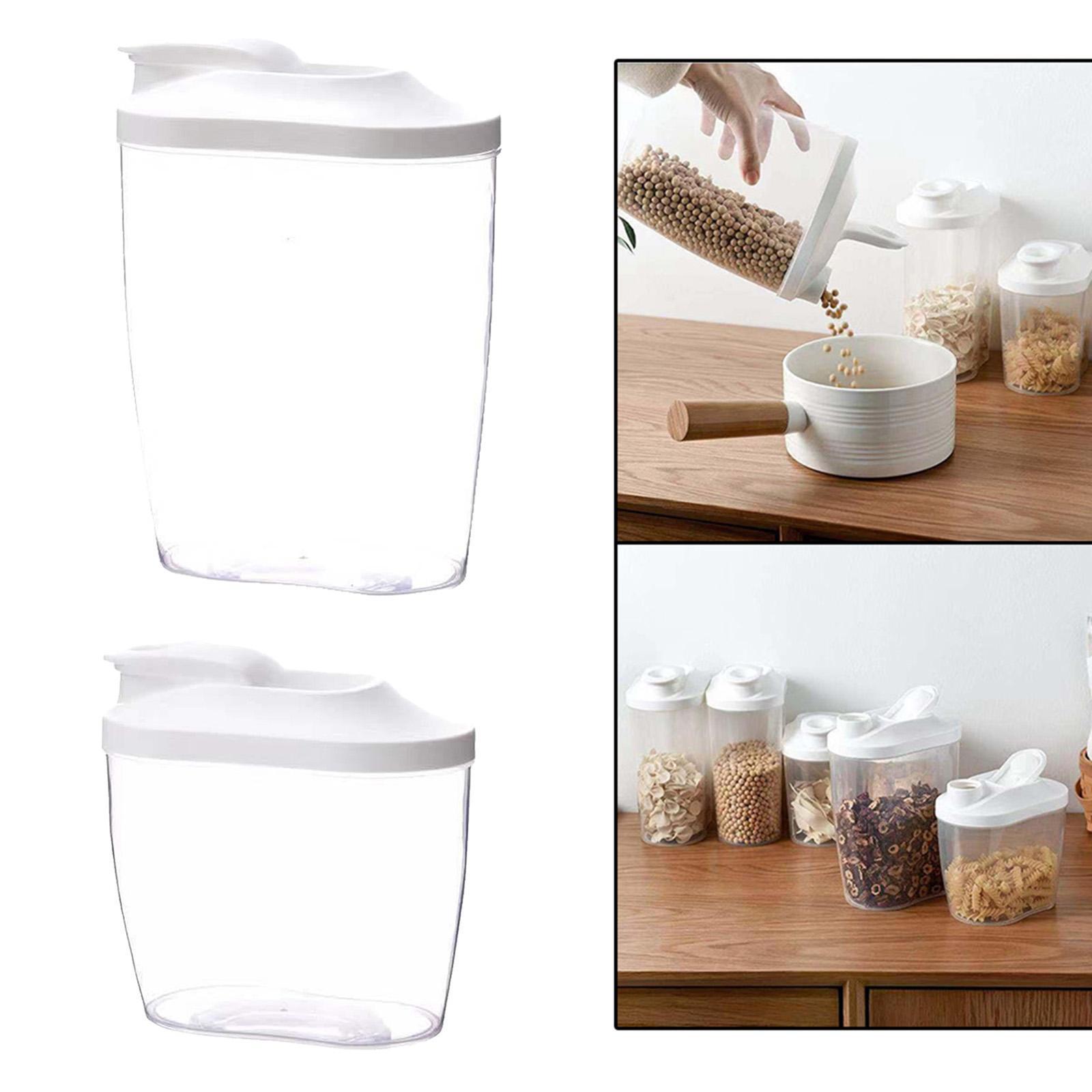 2 Pcs Clear Food Storage Container Cereal Dispenser Dry Food Grain Organizer