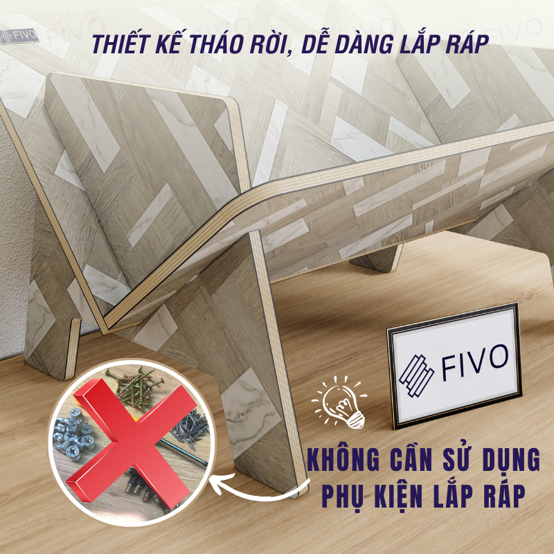 Kệ Sách Gỗ Để Bàn Làm Việc FB29 FIVO, Lắp Ráp Dễ Dàng Không Cần Phụ Kiện, Thiết Kế Hình Chữ V Tiết Kiệm Không Gian
