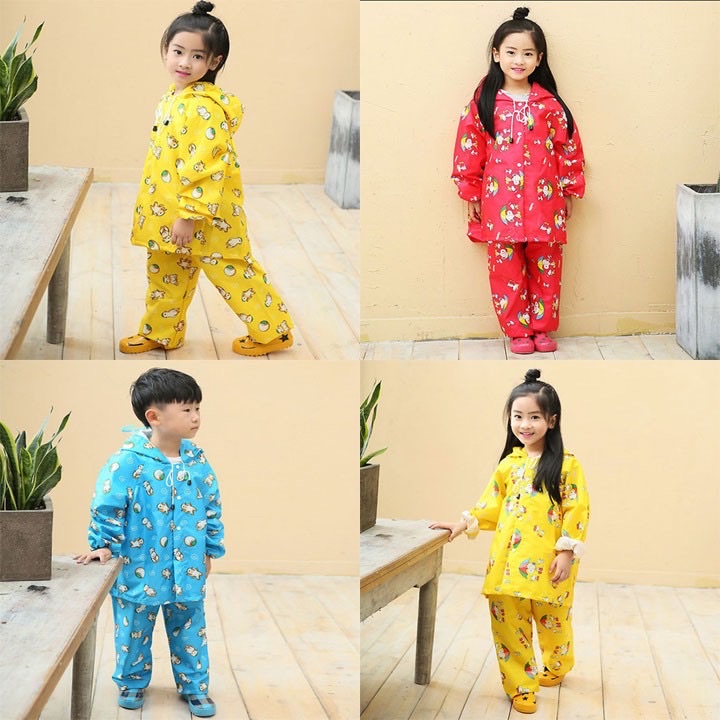 Bộ Áo Quần Đi Mưa Cho Bé 3–5 Tuổi – Chống Mưa Gió, Không Ướt, Dễ Mặc, Có Túi Đựng Xinh Xắn, Giao Màu Ngẫu Nhiên