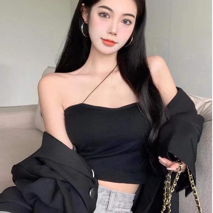 Áo croptop dây chéo sexy hàng Quảng Châu, Áo quây ngang có mút ngực chất thun ống cao cấp M22