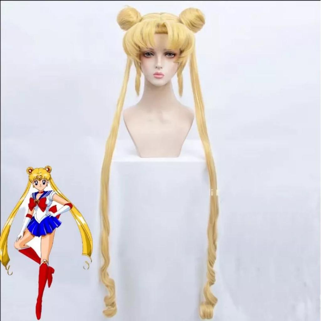 Wig/Tóc giả Sailor Moon hai búi - Thủy thủ mặt trăng màu vàng