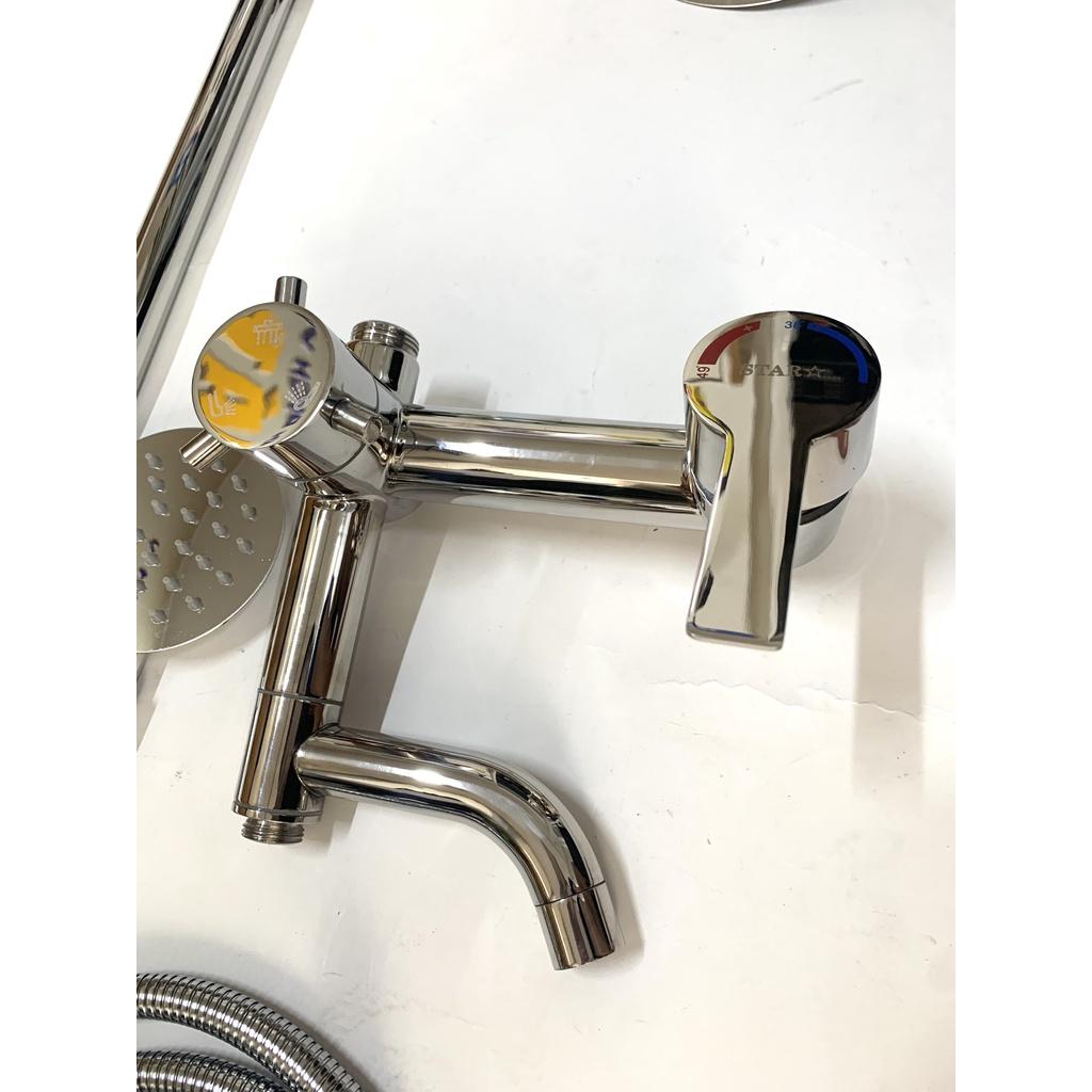 Sen Cây Tắm Mặt Tròn Tay Lệch Inox Sus 304 Bóng