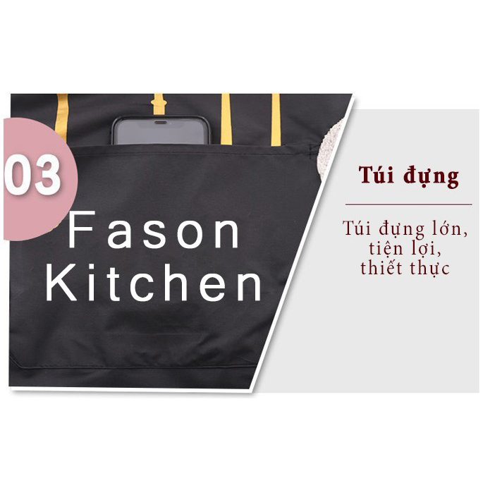 Tạp Dề nấu ăn FASONKITCHEN chống thấm nước phong cách Hàn Quốc 2 màu trắng đen