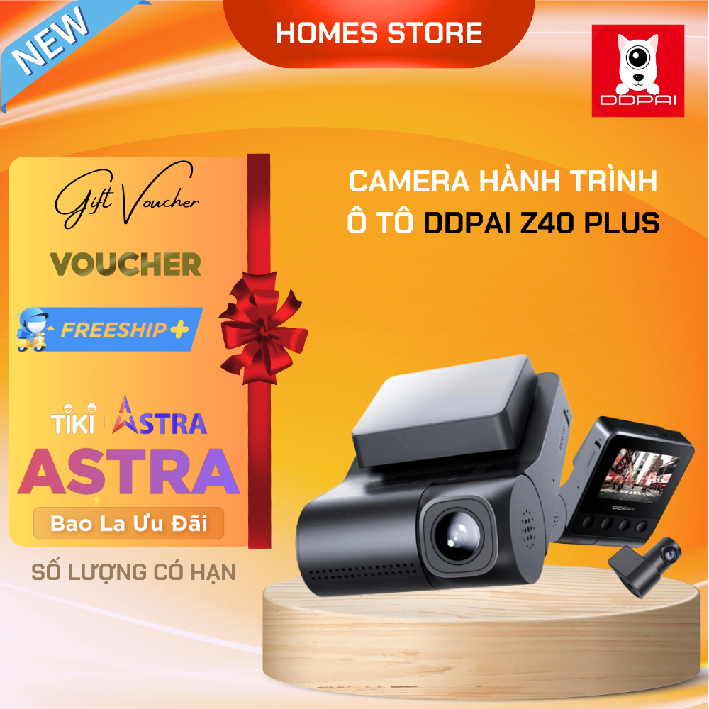 Camera Hành Trình Ô Tô DDPAI Z40 Dash Cam Plus Camera Sau Độ Phân Giải 2K Ultra HD, Công Nghệ Thực Tế Ảo, Giám Sát 24 Giờ, Định Vị GPS, Hỗ Trợ Bộ Nhớ 128GB - Hàng Chính Hãng