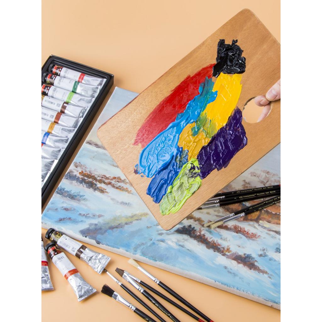 2 Pcs Portable Wooden Painting Palette Classic Watercolor Mixing Palette