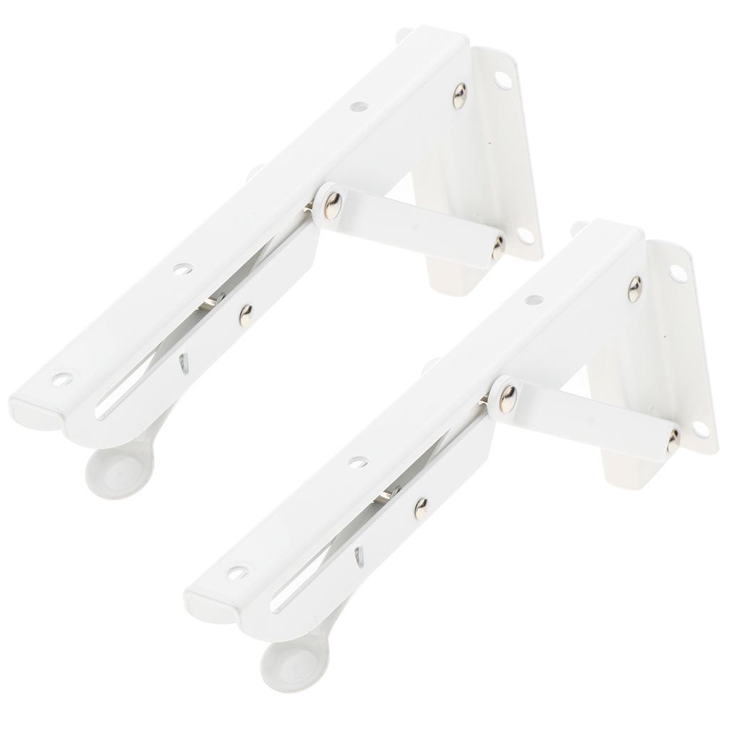 2Pcs Folding Movable White Shelf Bracket K Type Triangle Spring Steel Bracket Decorative Metal Shelf Brackets