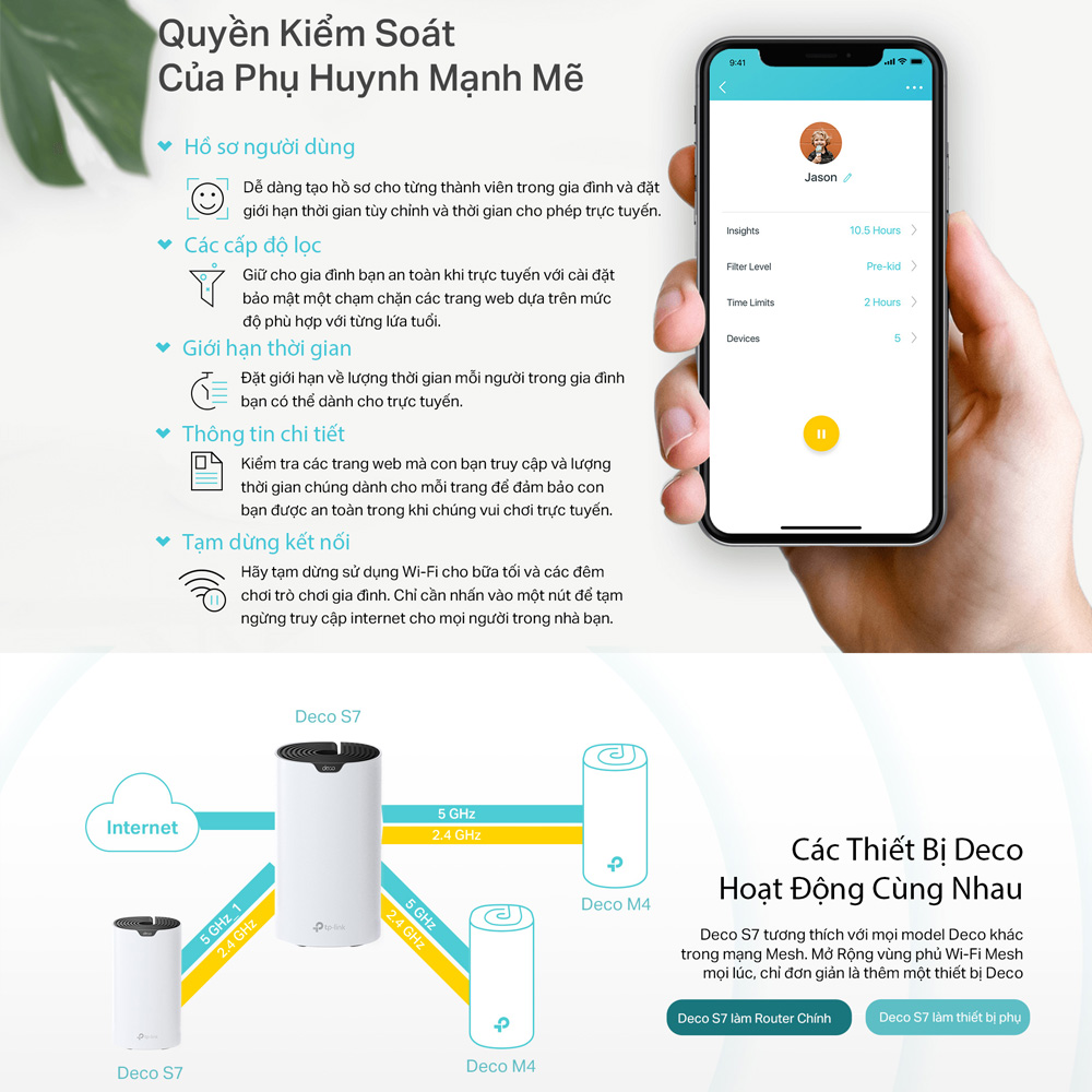 Bộ Phát WiFi Mesh TP-Link Deco S7 Chuẩn AC1900 - Hàng Chính Hãng
