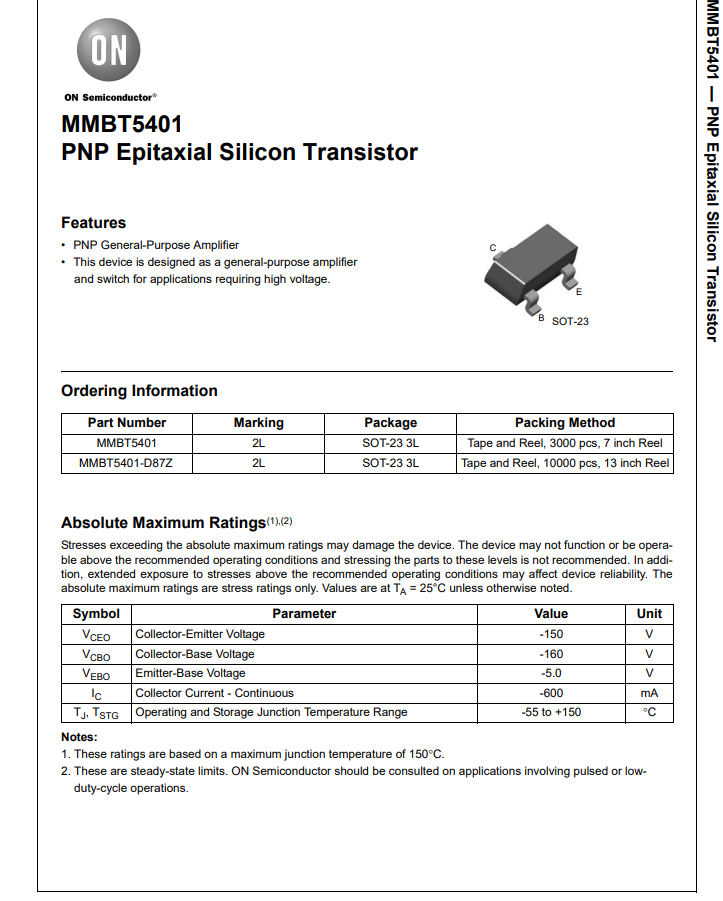 Bộ 20 con Transistor PNP MMBT5401 2N5401 2L 150V 0.6A SOT-23