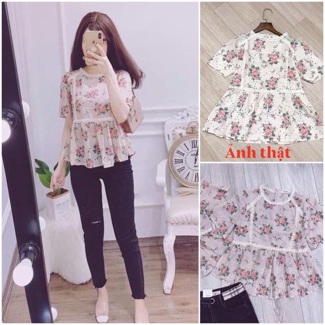 Áo sơ mi hoa 3D viền ren