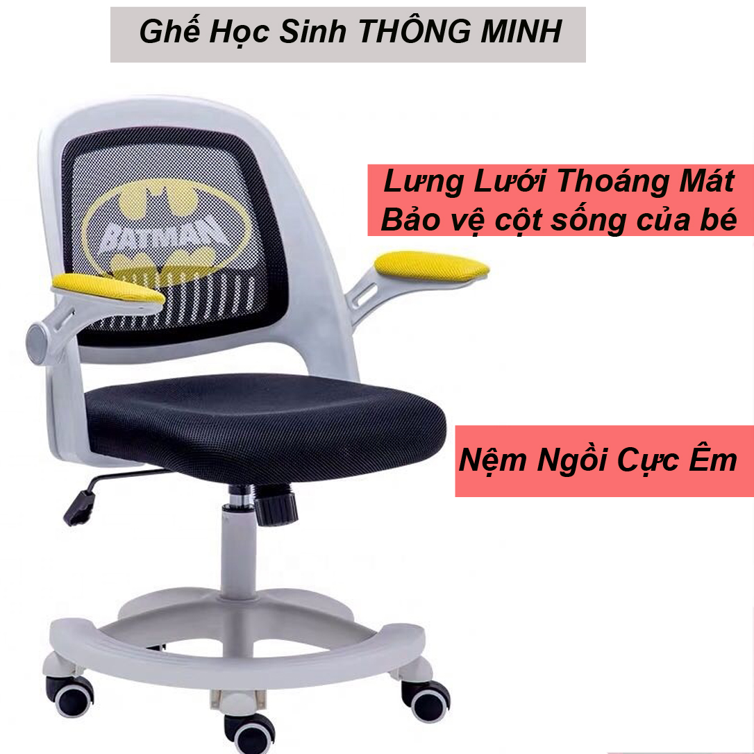 Ghế Học Sinh Chân Nhựa Xoay, Lưng Trung AZP-BATMAN - Hàng Nhập Khẩu