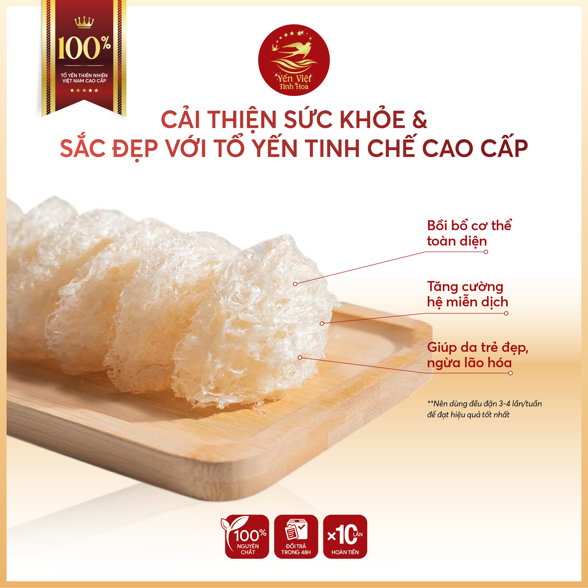 Tổ yến Tinh chế cao cấp 100 gram Yến Việt Tinh Hoa  - Hàng chính hãng