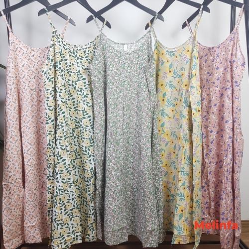 Váy ngủ hai dây nữ vải Cotton lanh lụa mềm mịn thoáng mát, đầm ngủ mặc nhà nữ suông rộng mã V0278