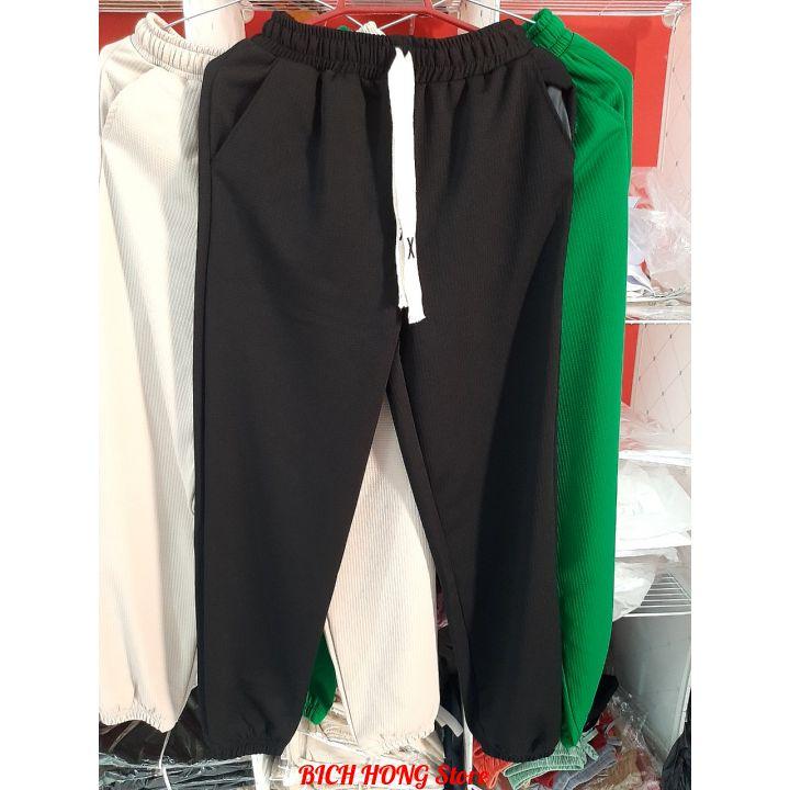 Quần Thun Nữ Jogger Bo Gấu Chất Thun Xốp Tổ Ong Co Giãn Thoải Mái Mẫu Mới 2022- QBH48