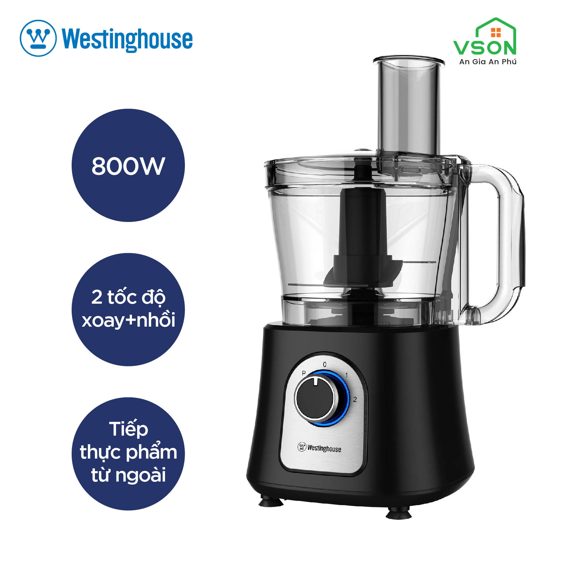 Máy xay đa năng WestingHouse WKFP7730 2 cối 2.8L và 1.5L Công suất 800W xay thịt, sinh tố,  các loại thực phẩm - Hàng chính hãng Mỹ