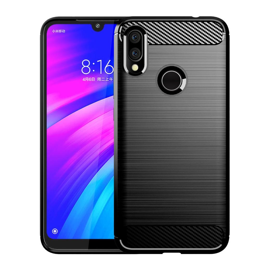 Ốp lưng cho Xiaomi Redmi 7 dẻo Carbon phay xước chống sốc chống vân tay