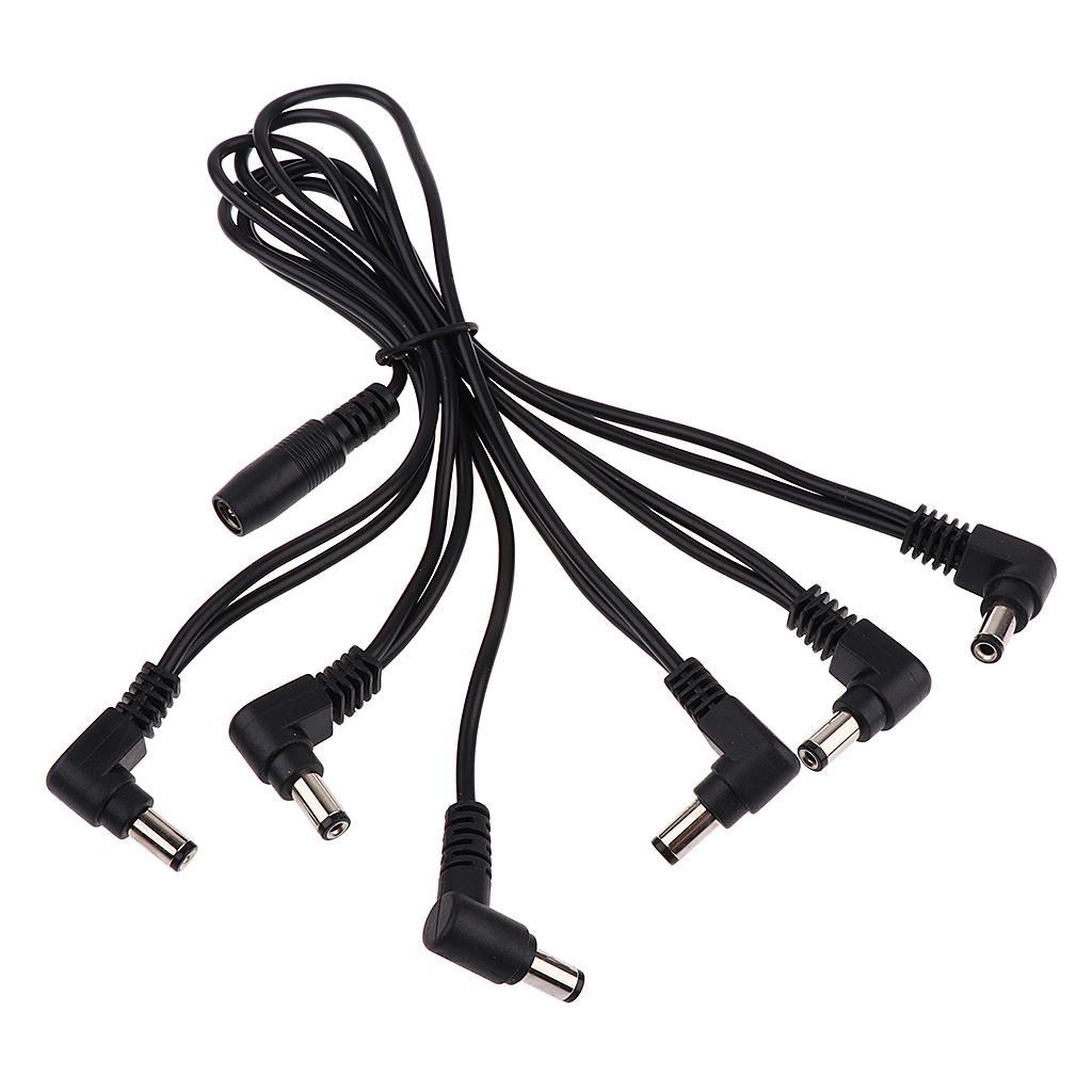 2xGuitar 6-Way Splitter Power Supply Cable for Effects Pedals Accessories, Black Color