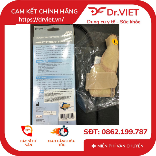 Đai nẹp ngón cái Special SP-208-Nẹp cứng cố định ngón cái và khớp cổ tay,giảm đau mỏi cổ tay, thư giãn cơ cổ tay